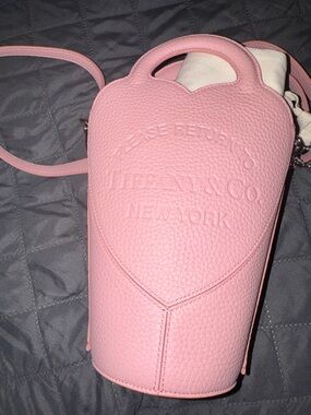 Tiffany & Co. Pink Pebbled Leather Heart Crossbody